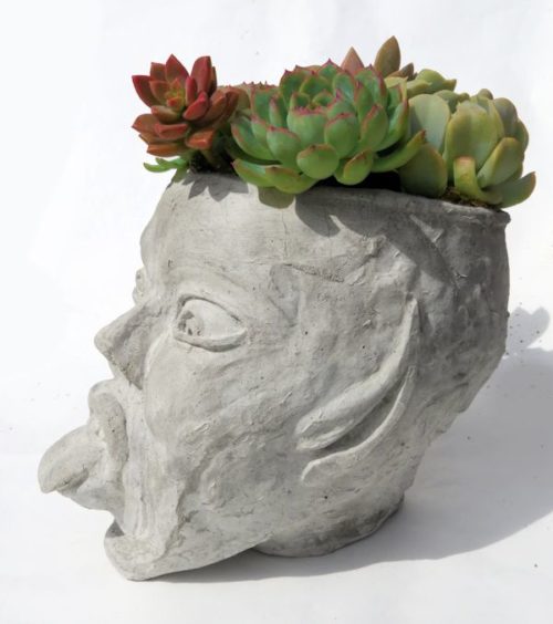 NAUGHTY FAIRY  - LARGE CONCRETE HEAD PLANTER - Image 8