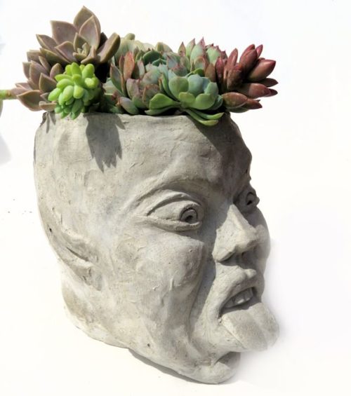 NAUGHTY FAIRY  - LARGE CONCRETE HEAD PLANTER - Image 2